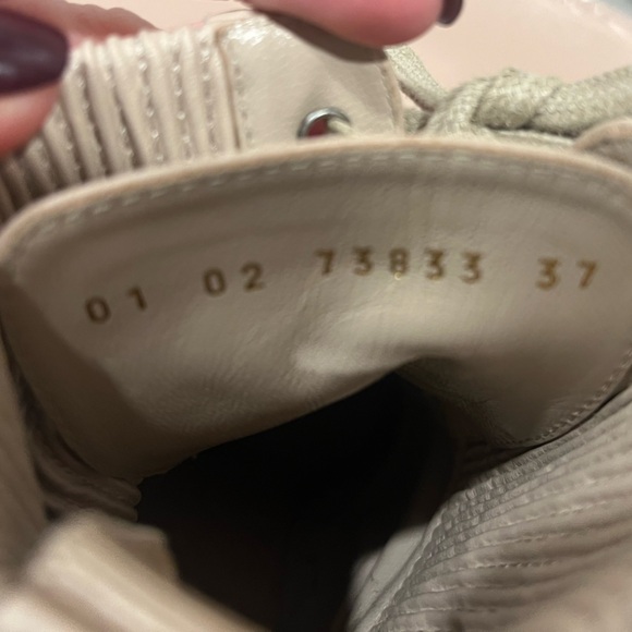 Gianvito Rossi - Martis Booties Beige Leather Combat Lace Up Boots EU 37 US 6.5 - Picture 9 of 11